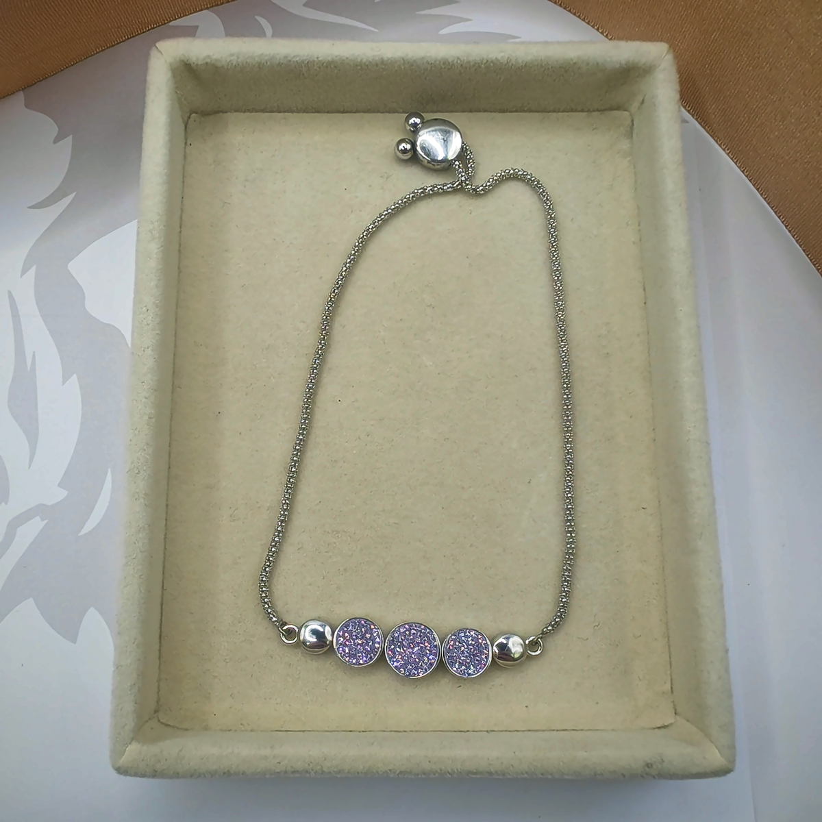 Sterling Silver Adjustable Bolo Slider Bracelet with CZ, photograph 1 of 7. SKU SIL-31.