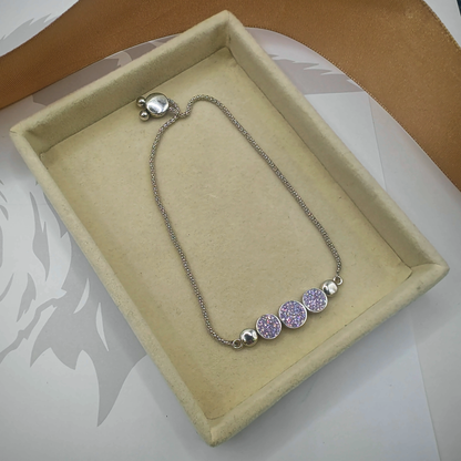 Sterling Silver Adjustable Bolo Slider Bracelet with CZ, photograph 2 of 7. SKU SIL-31.