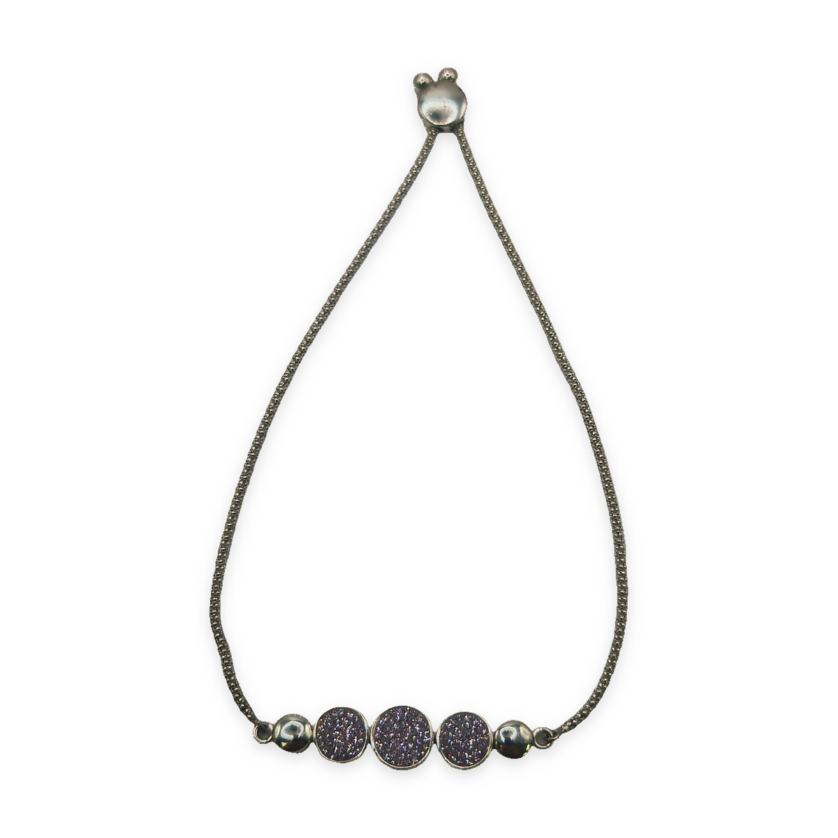 Sterling Silver Adjustable Bolo Slider Bracelet with CZ, photograph 4 of 7. SKU SIL-31.