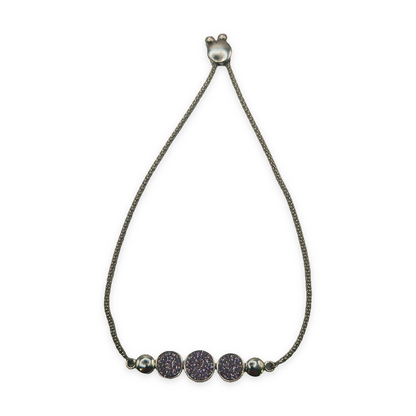Sterling Silver Adjustable Bolo Slider Bracelet with CZ, photograph 4 of 7. SKU SIL-31.