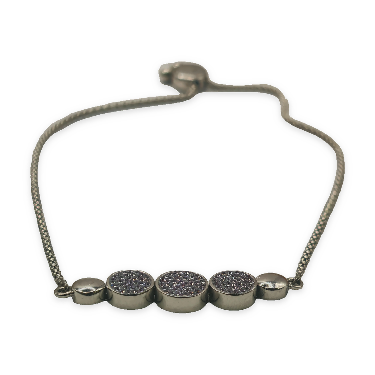Sterling Silver Adjustable Bolo Slider Bracelet with CZ, photograph 5 of 7. SKU SIL-31.