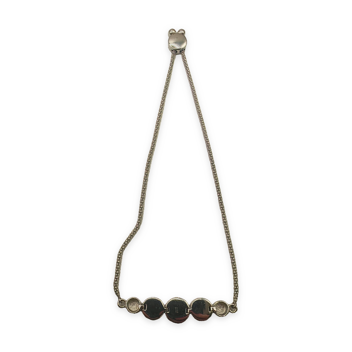 Sterling Silver Adjustable Bolo Slider Bracelet with CZ, photograph 7 of 7. SKU SIL-31.