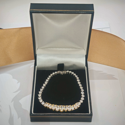 Sterling Silver Two-Tone Gradated Tennis Bracelet with CZ, photograph 1 of 6. SKU SIL-33.