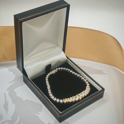Sterling Silver Two-Tone Gradated Tennis Bracelet with CZ, photograph 2 of 6. SKU SIL-33.
