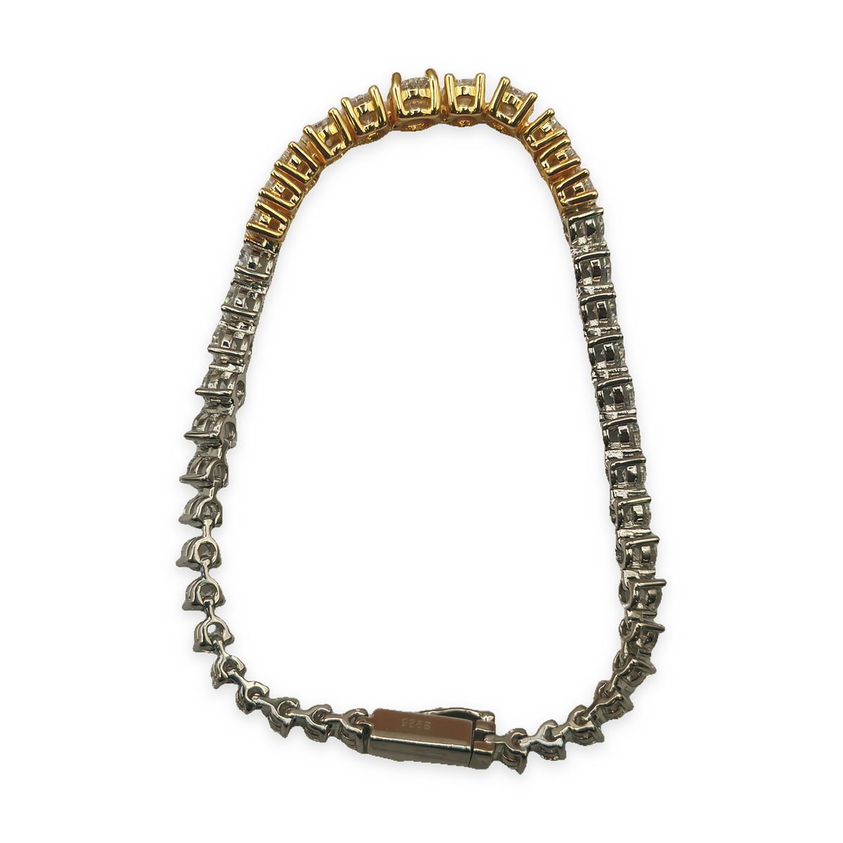Sterling Silver Two-Tone Gradated Tennis Bracelet with CZ, photograph 5 of 6. SKU SIL-33.