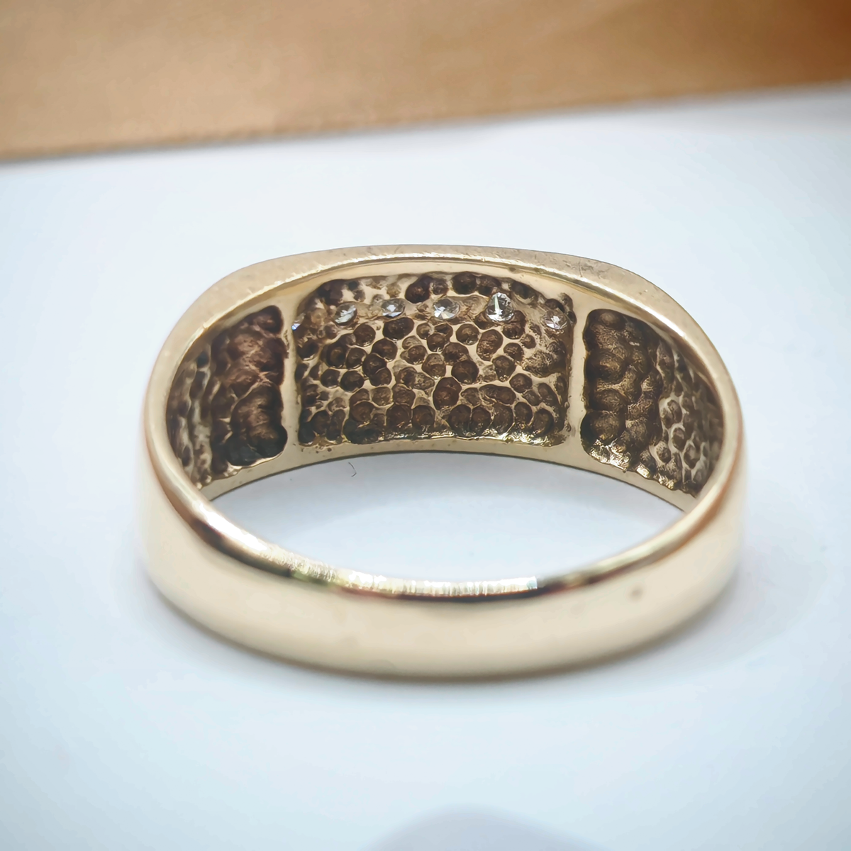 9ct Gold Diamond Set Ring Size V, photograph 8 of 8. SKU JB3616.