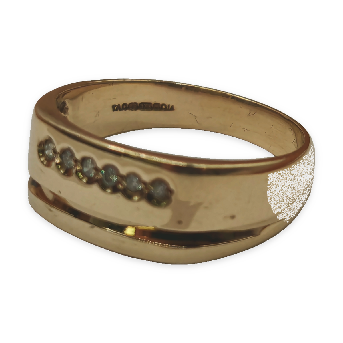 9ct Gold Diamond Set Ring Size V, photograph 5 of 8. SKU JB3616.