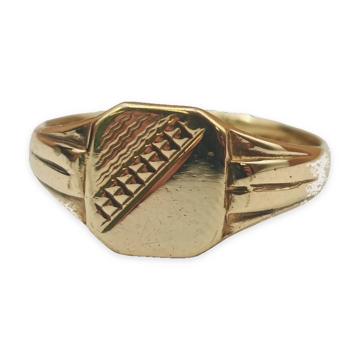 9ct Gold Yellow Signet Ring, photograph 4 of 8. SKU JB3617.