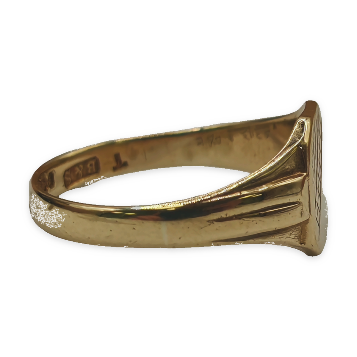 9ct Gold Yellow Signet Ring, photograph 7 of 8. SKU JB3617.