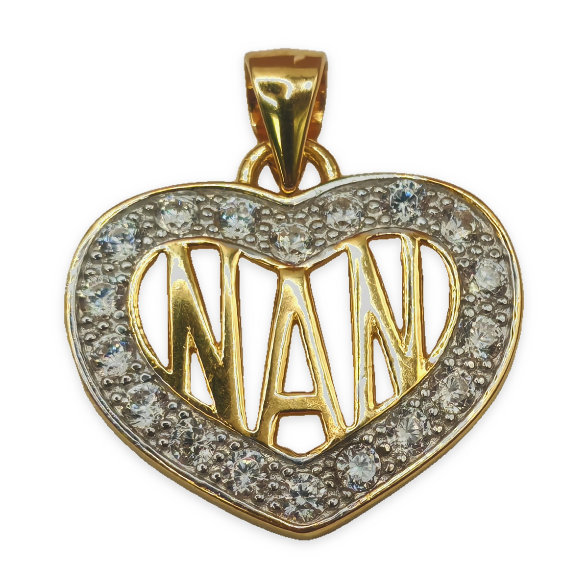 Sterling Silver CZ Nan Heart Pendant, photograph 4 of 6. SKU SIL-35.