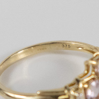 Second-Hand 9ct Gold Pink Stone & Baguette Ring