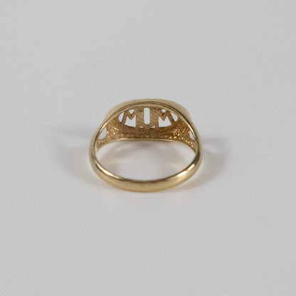 Second-Hand 9ct Gold ‘MUM’ Ring with Diamond-Cut Detail