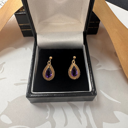 9ct Pear Shape Drop Earrings
