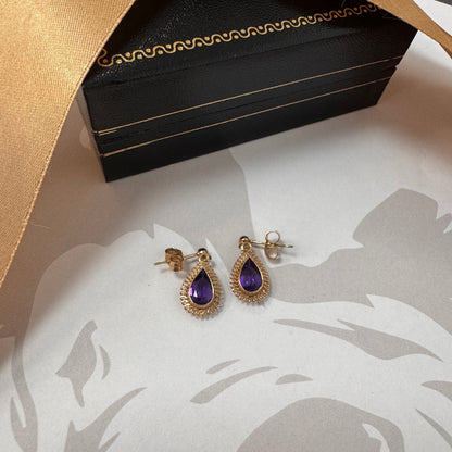9ct Pear Shape Drop Earrings