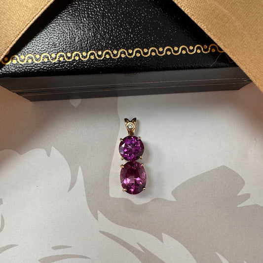 9ct Gold Three Stone Gemstone Pendant
