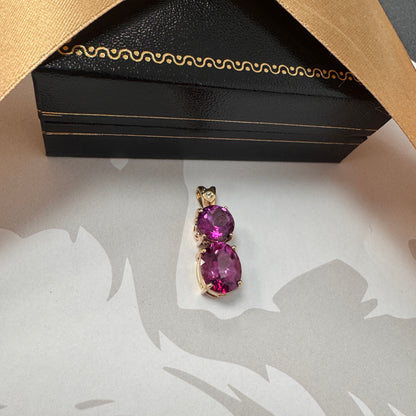9ct Gold Three Stone Gemstone Pendant