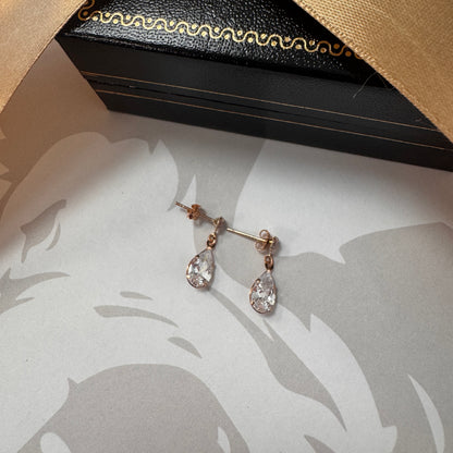 9ct Rose Gold Pear Shape Drop Gemstone Earrings