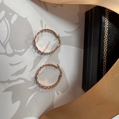 9ct Rose Gold Patterned Hoop Earrings