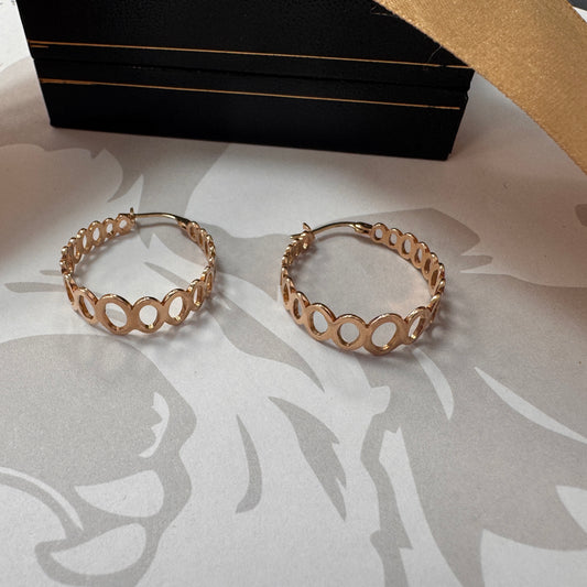 9ct Rose Gold Patterned Hoop Earrings