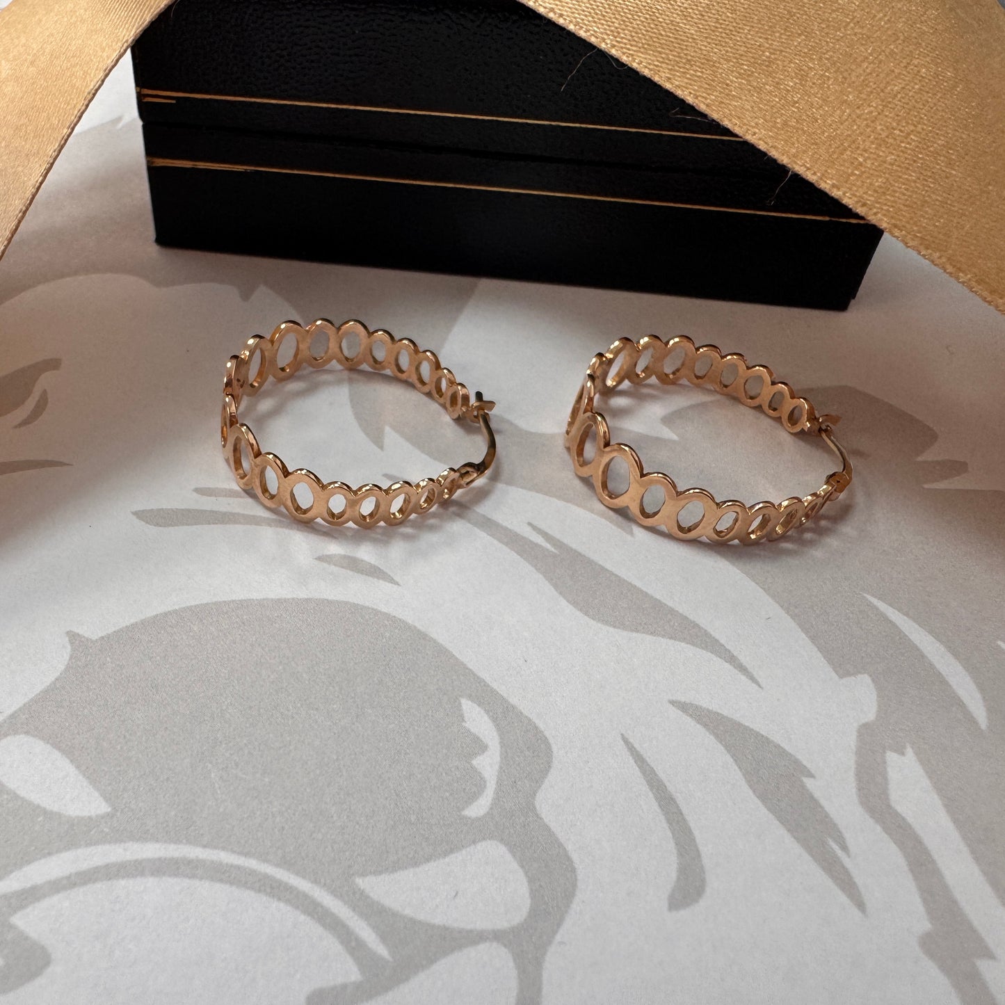 9ct Rose Gold Patterned Hoop Earrings
