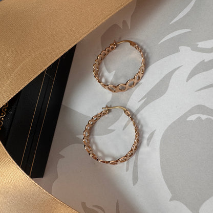 9ct Rose Gold Patterned Hoop Earrings