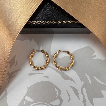 9ct Gold Twist Hoop Earrings