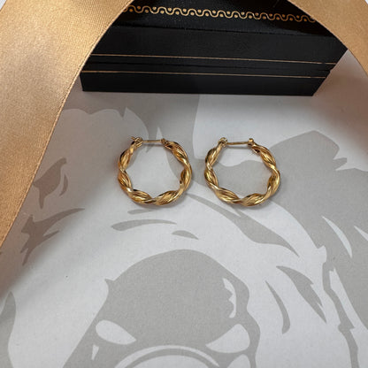9ct Gold Twist Hoop Earrings