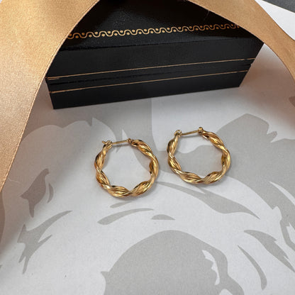 9ct Gold Twist Hoop Earrings