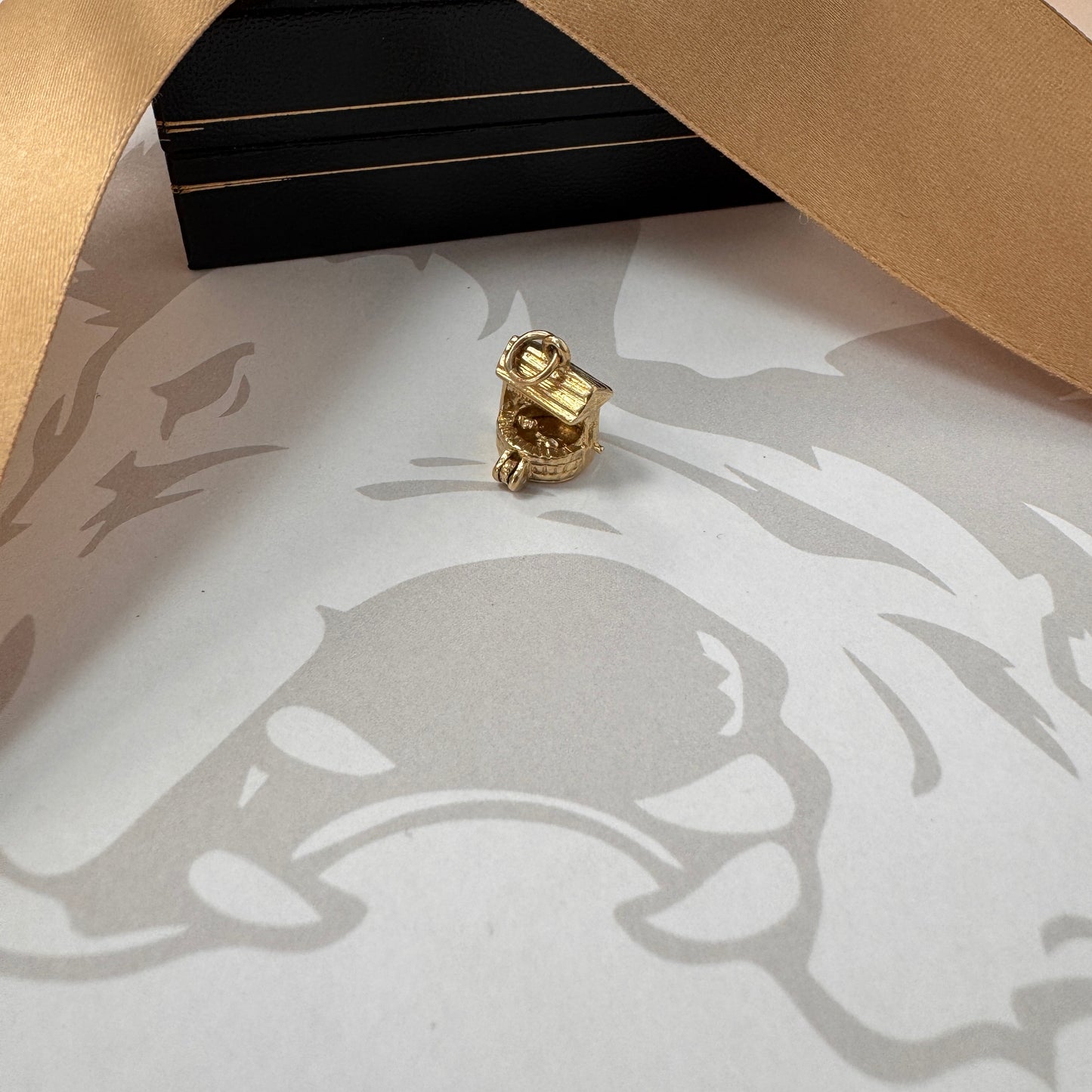 9ct Gold Well Charm with Cat Inside