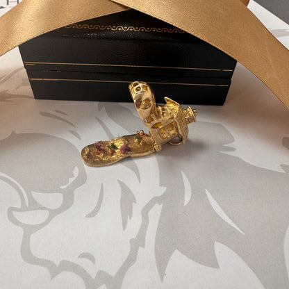 9ct Gold Opening Shoe House Charm with Dancers Inside
