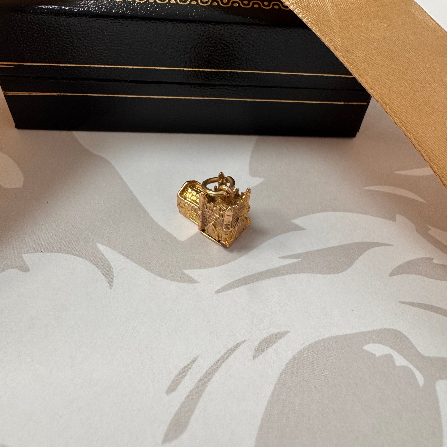 9ct Gold Opening Church Castle Charm with Wedding Couple Inside