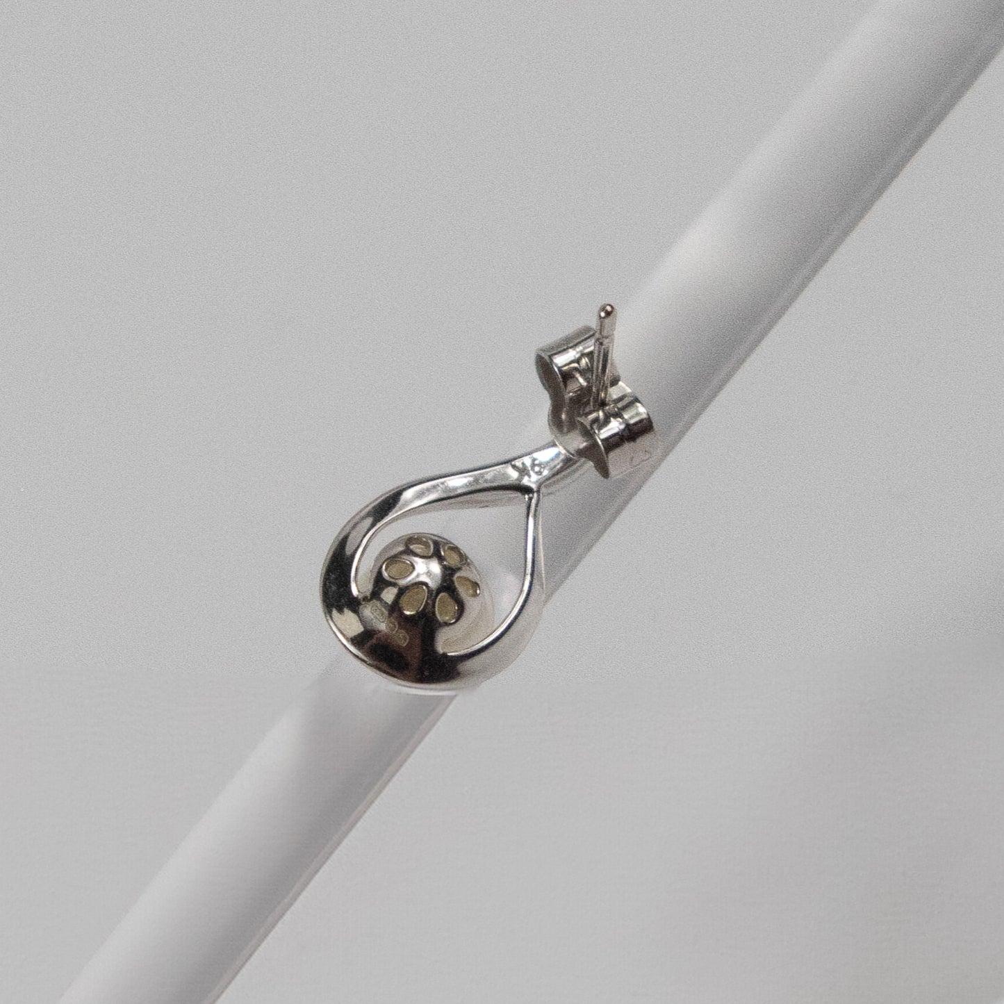 9ct White Gold Pearl and Cubic Zirconia Swirl Stud Earrings