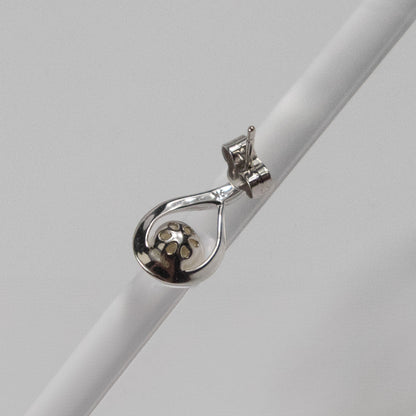 9ct White Gold Pearl and Cubic Zirconia Swirl Stud Earrings