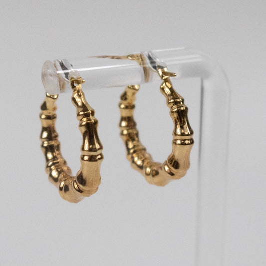 9ct Yellow Gold Bamboo-Style Hoop Earrings