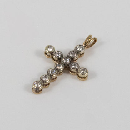 Second-Hand 9ct Yellow Gold Diamond Cross Pendant