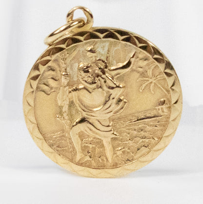 Second-Hand 9ct Gold Round St Christopher Pendant