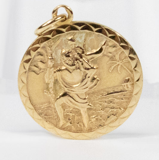 Second-Hand 9ct Gold Round St Christopher Pendant