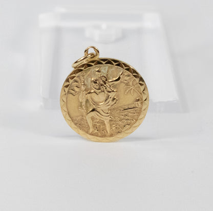 Second-Hand 9ct Gold Round St Christopher Pendant