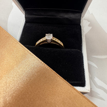 18ct Gold Diamond Engagement Ring With Grain Set Shoulders