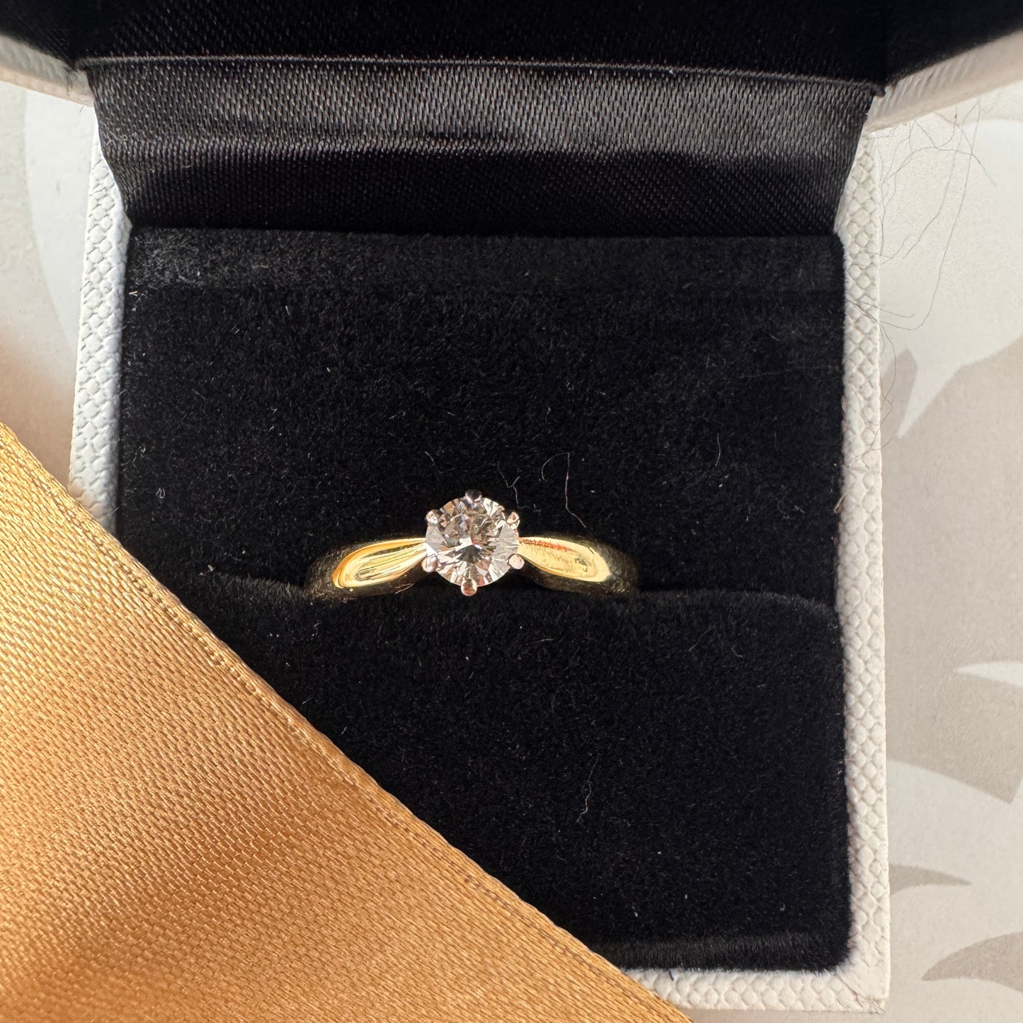 18ct Two Tone Diamond Solitaire Engagement Ring