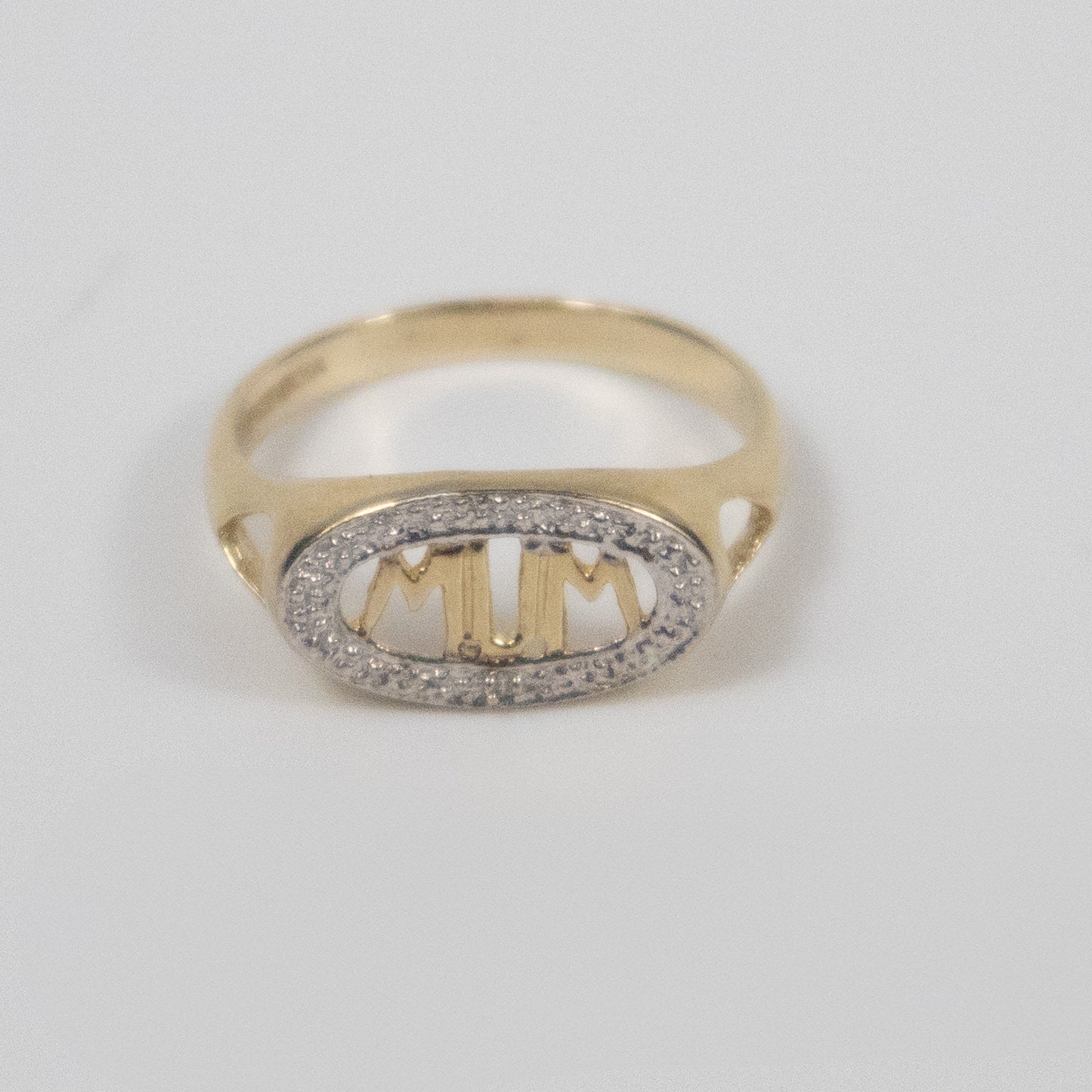 Second-Hand 9ct Gold MUM Ring with Diamond Accents