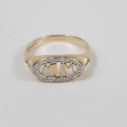 Second-Hand 9ct Gold MUM Ring with Diamond Accents