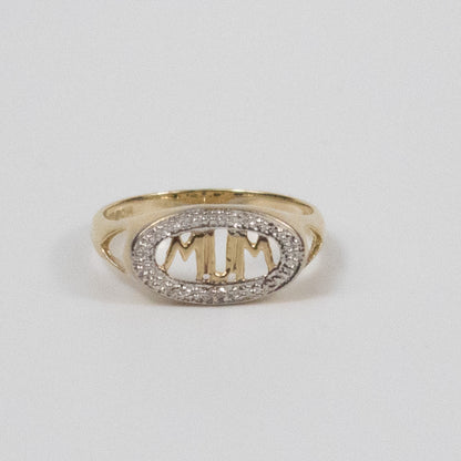 Second-Hand 9ct Gold MUM Ring with Diamond Accents