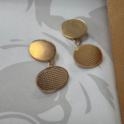 9ct Gold Oval Chain Link Cufflinks