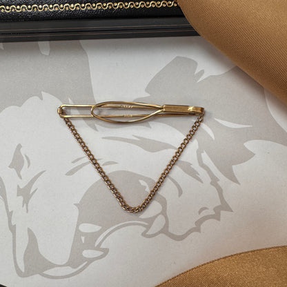 9ct Gold Tie Bar with Decorative Chain