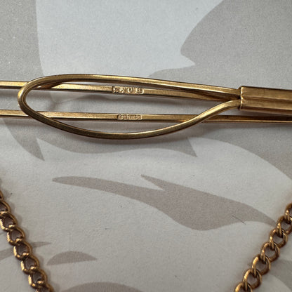 9ct Gold Tie Bar with Decorative Chain