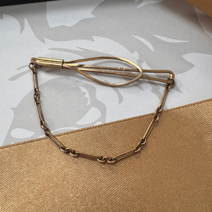 9ct Gold Tie Bar with Chain Detail