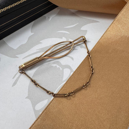 9ct Gold Tie Bar with Chain Detail