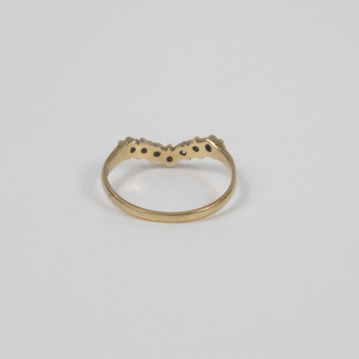 Second-Hand 9ct Yellow Gold Sapphire and Diamond Chevron Ring