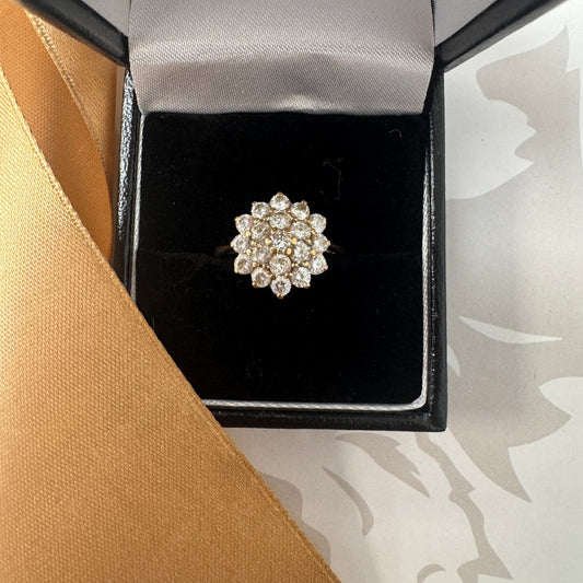 9ct Gold Vintage Cluster Statement Ring